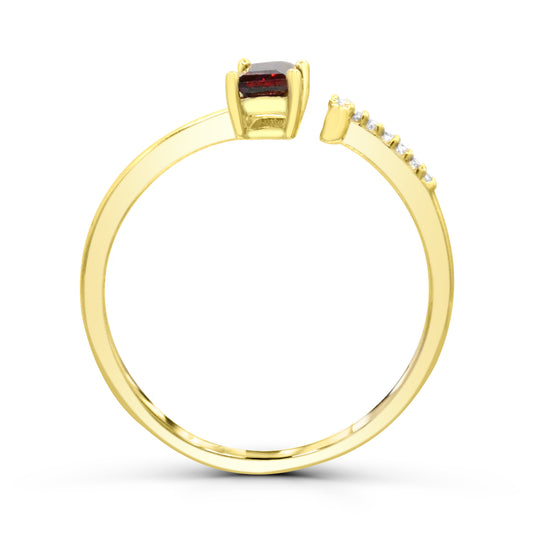 ReMARKable Designs Color Gemstone Ring in 10 Karat Yellow Gold with 1 Baguette Garnet 5mm-5mm
