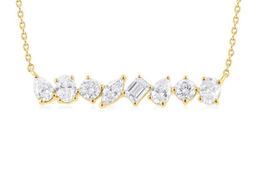 Natural Diamond Necklace in 14 Karat Yellow with 1.10ctw Various Shapes Diamonds