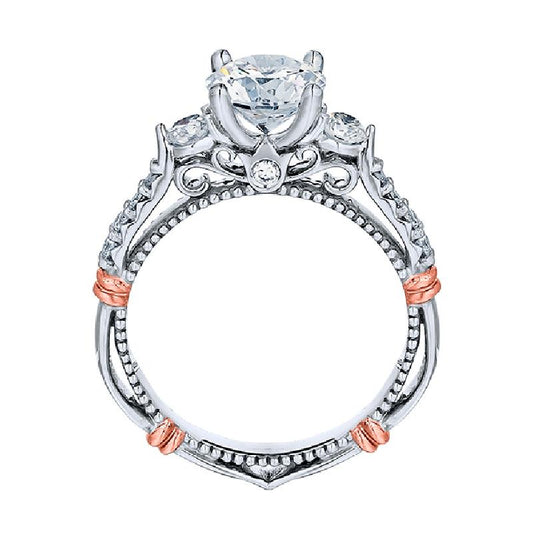 Parisian Collection 3-Stone Vintage Mined Diamond Engagement Ring in 14 Karat White - Rose with 0.35ctw F/G VS2 Round Diamonds