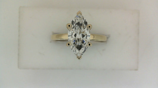 Hidden Accent Lab-Grown Diamond Complete Engagement Ring in 14 Karat Yellow with 1 Marquise Lab Grown Diamond, Color: E, Clarity: VS2, totaling 1.51ctw