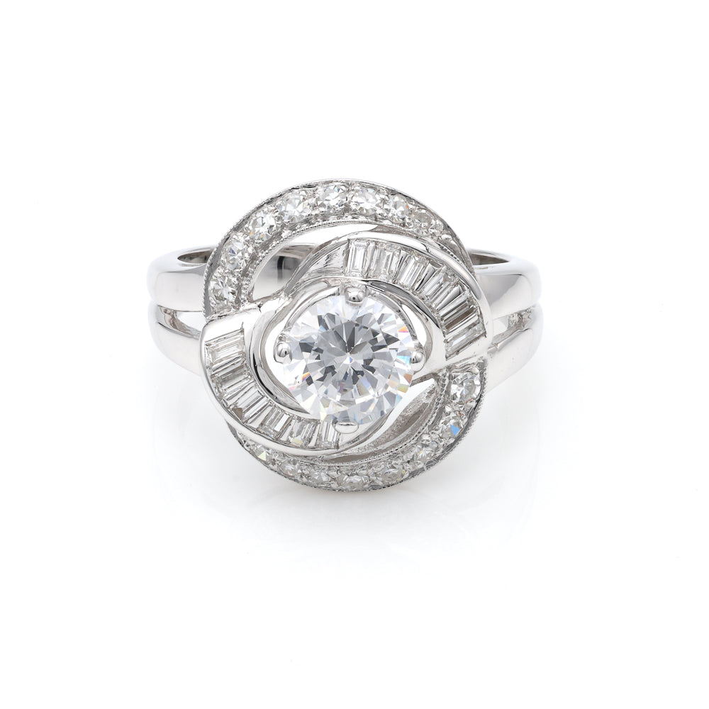 Vintage diamond semi-mount ring, intricate design.