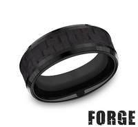 Titanium black carved band, polished and satin finishes.