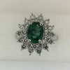 ReMarkable Estate Oval Emerald Color Gemstone Ring in 14 Karat White Gold with 1.25ctw
