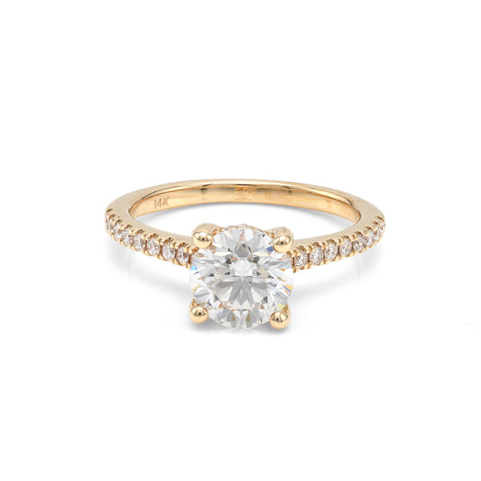 ReMARKable Designs Lab-Grown Diamond Complete Engagement Ring in 14 Karat Yellow Gold, Clarity: VS2, Color: G, Size: 7