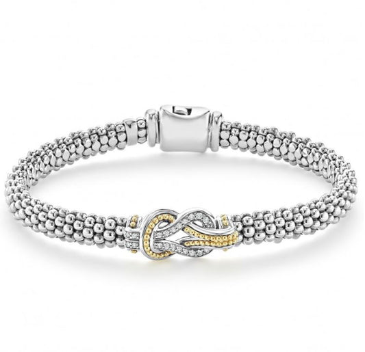 Newport Collection Natural Diamond Bracelet in Sterling Silver - 18 Karat White - Yellow with 0.12ctw Round Diamond
