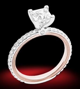 Hidden Accent Natural Diamond Semi-Mount Engagement Ring in 14 Karat White - Rose Round Diamond, totaling 0.45ctw