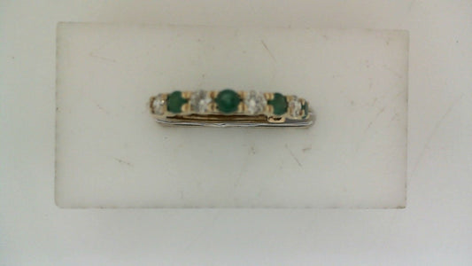 Medium Hoop Color Gemstone Earrings in 14 Karat Yellow with 8 Round Emeralds 0.50ctw