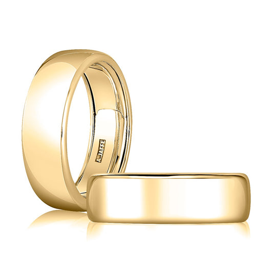 Polished yellow gold band, smooth finish.