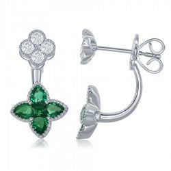 JEWELS BY JACOB Drop Color Gemstone Earrings in 18 Karat White Gold with 10 Various Shapes Emeralds 1.17ctw