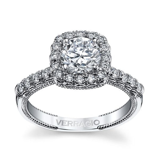 Renaissance Collection Halo Vintage Mined Diamond Engagement Ring in 14 Karat White with 0.50ctw F/G VS2 Round Diamonds