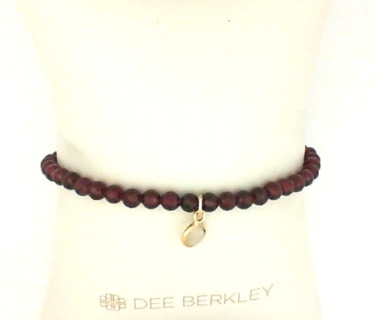 Stretch Color Gemstone Bracelet in Gold Filled Yellow Round Garnet
