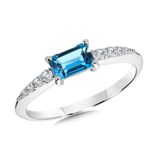 ReMARKable Designs Color Gemstone Ring in 14 Karat White Gold with 1 Baguette London Blue Topaz 0.67ctw