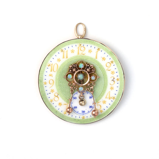 Marks Estate Department 2 Color Gemstone Necklace in 14 Karat Yellow Gold with 5 Cabochon Opals