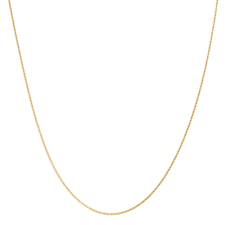 14K yellow gold wheat chain necklace.