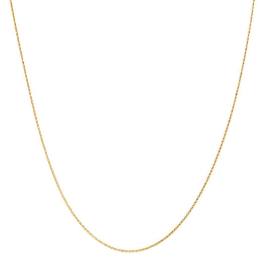14K yellow gold wheat chain necklace.