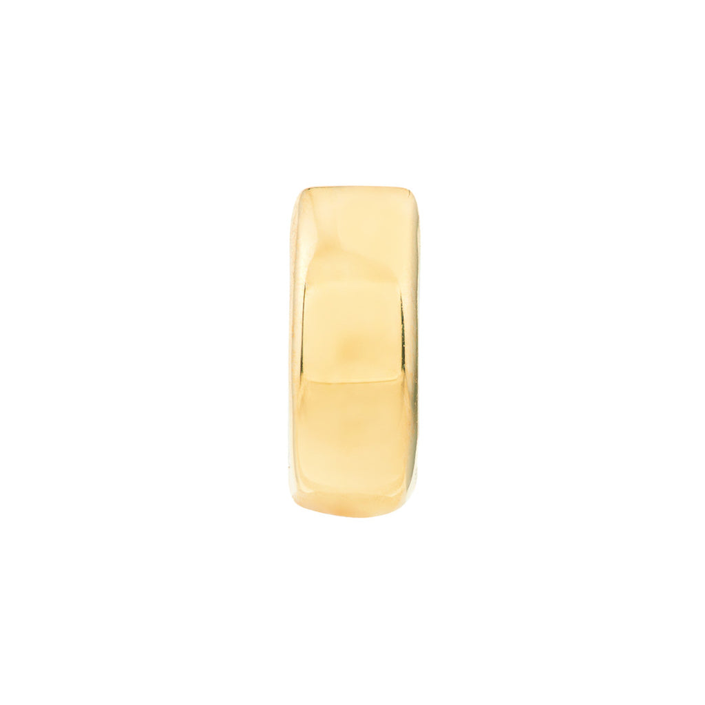 14K white yellow gold huggie earring.