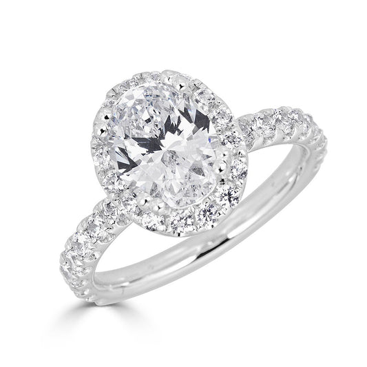 Halo Lab-Grown Diamond Semi-Mount Engagement Ring in 14 Karat White with 34 Round Lab Grown Diamonds, totaling 0.81ctw