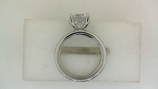 A. JAFFE Hidden Accent Natural Diamond Semi-Mount Engagement Ring in 14 Karat White Gold with 12 Round Diamonds, 0.07ctw