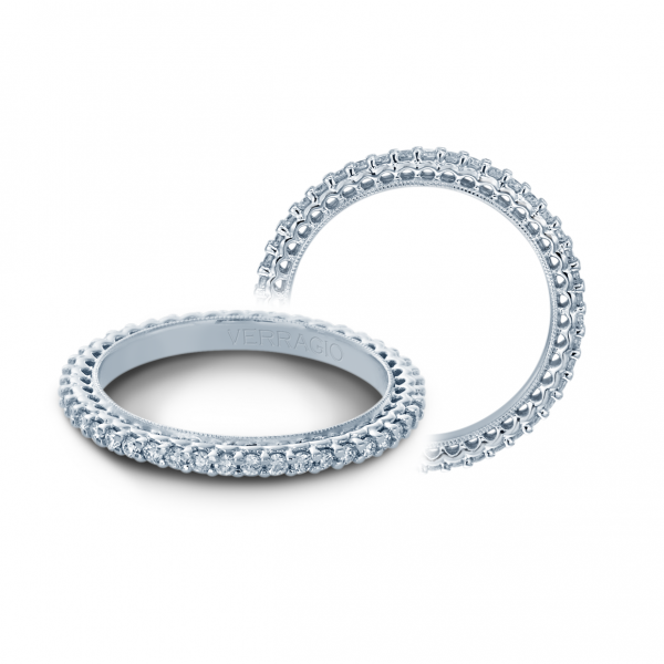 Diamond eternity band, 14K white gold.