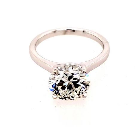 Round lab-grown diamond solitaire ring.