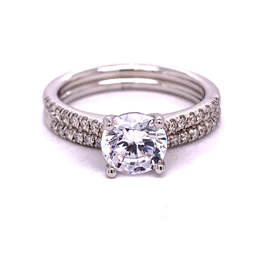 Earth Mined Semi-Mount Diamond Wedding Set in 18 Karat White with 0.11ctw G/H SI1 Round Diamonds