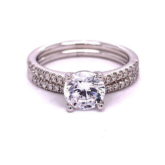 White gold band with round diamonds.