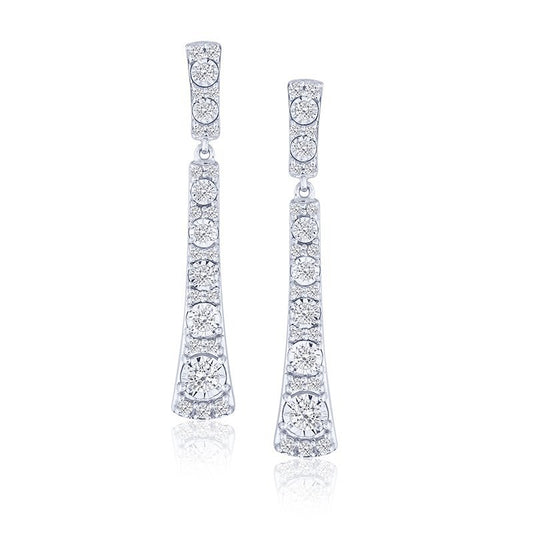 Drop Natural Diamond Earrings in 10 Karat White with 0.33ctw Round Diamond