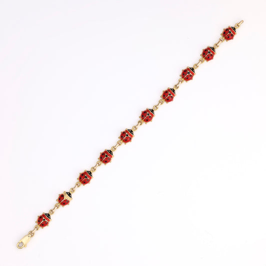 14K black-red fancy link bracelet.