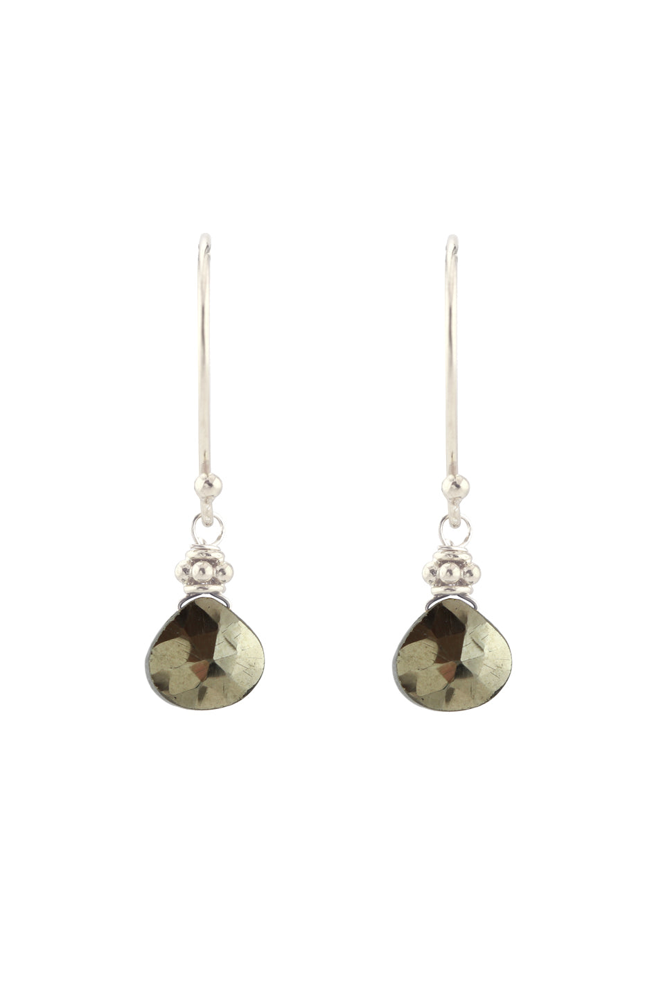 Sterling silver earrings with teardrop pyrites.