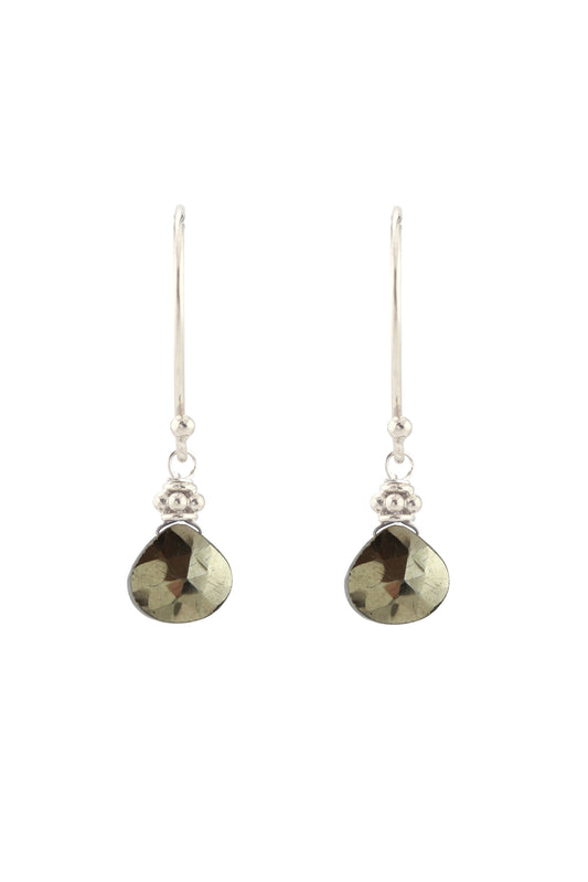 Sterling silver earrings with teardrop pyrites.
