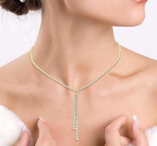 Natural Diamond Necklace in 14 Karat Yellow with 2.99ctw Round Diamonds
