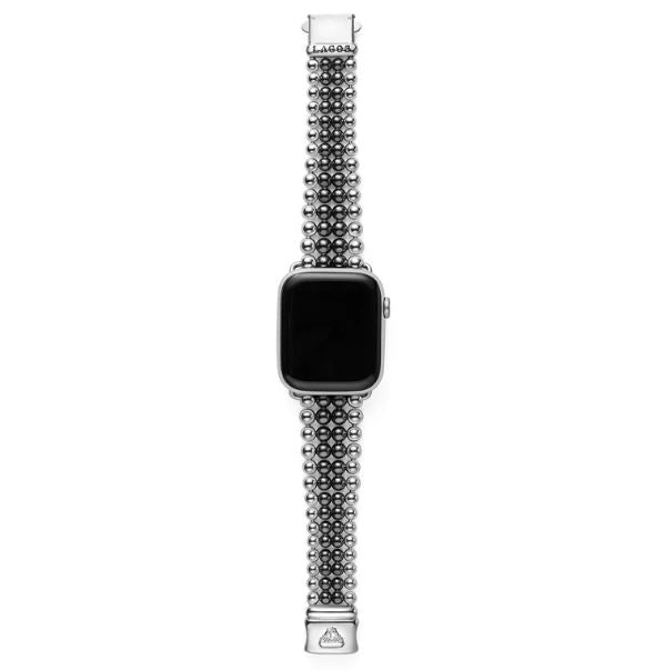 Stainless steel ceramic beaded watch band.