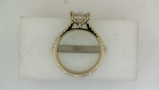 Hidden Accent Side Stone Lab-Grown Diamond Complete Engagement Ring in 14 Karat Yellow with 1 Oval Lab Grown Diamond, Color: E, Clarity: VS2, totaling 2.50ctw