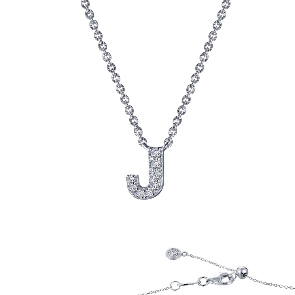 Initial Simulated Diamond Necklace in Platinum Bonded Sterling Silver 0.34ctw