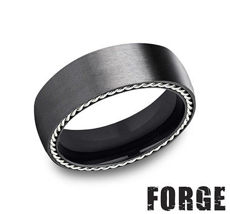 Carved Band (No Stones) in Titanium Black - Grey 7.5MM