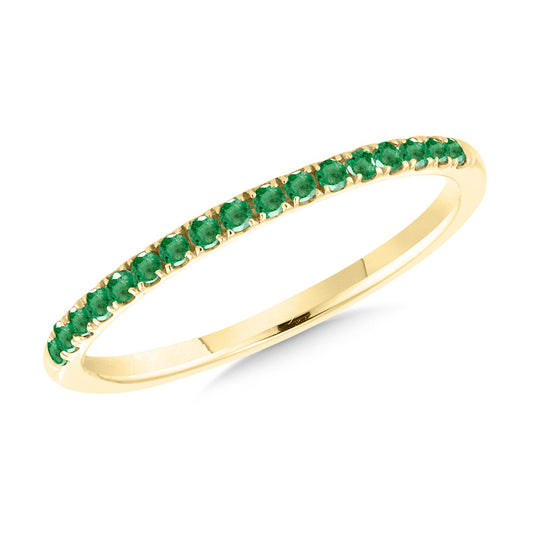 Color Gemstone Band in 14 Karat Yellow Round Emerald 0.20ctw