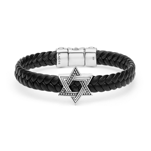 LAGOS Anthem Collection Braid Bracelet (No Stones) in Sterling Silver with White Leather