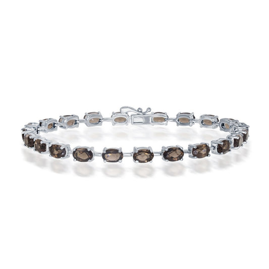Sterling silver bracelet with Smokey Quartz.