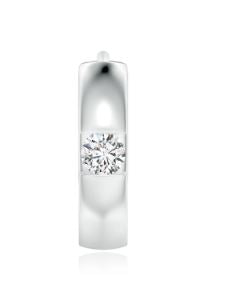 14K white gold huggie earring with diamond.