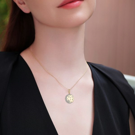 Mondrian Collection Natural Diamond Necklace in 14 Karat Yellow Gold with 0.49ctw Round Diamonds