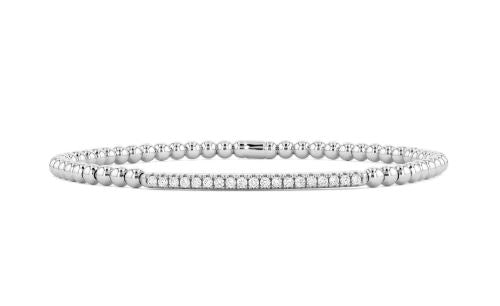 18K white gold bracelet with round diamonds.