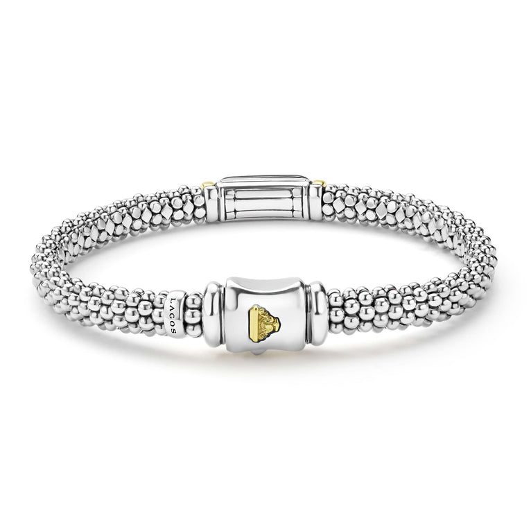 Sterling silver caviar rope bracelet.