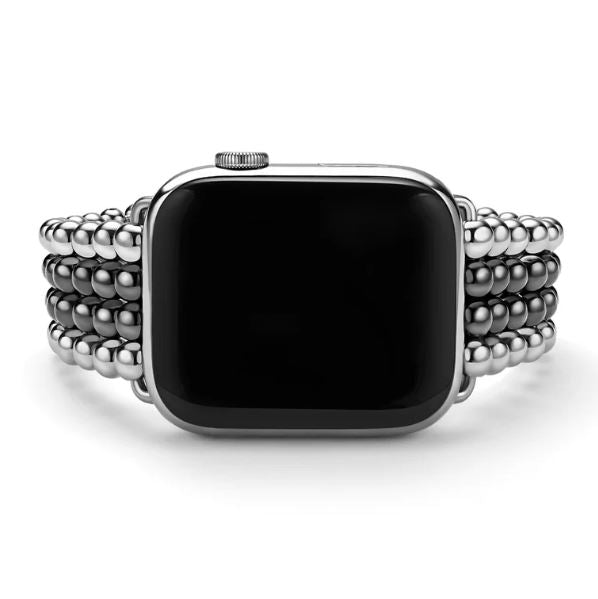 Stainless steel ceramic beaded watch band.