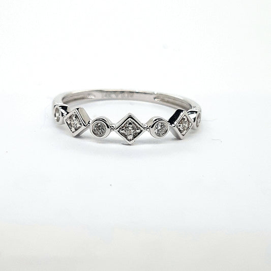 EMD Stackable Ladies Wedding Band in 14 Karat White with 0.10ctw G/H SI1 Round Diamonds
