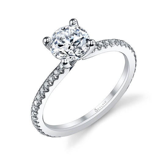 Diamond Accent Mined Diamond Engagement Ring in 14 Karat White with 0.22ctw G/H SI1 Round Diamond