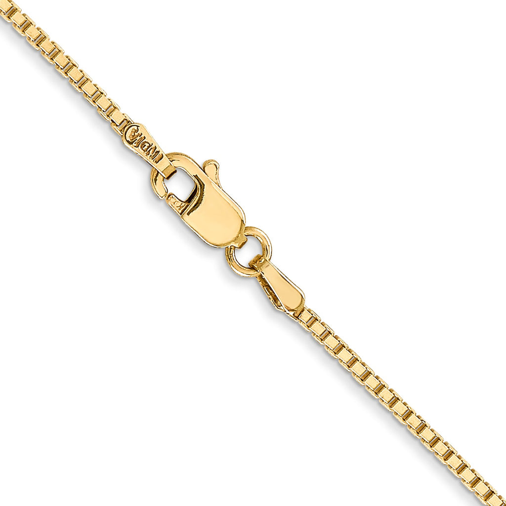 14K yellow gold box chain with clasp.