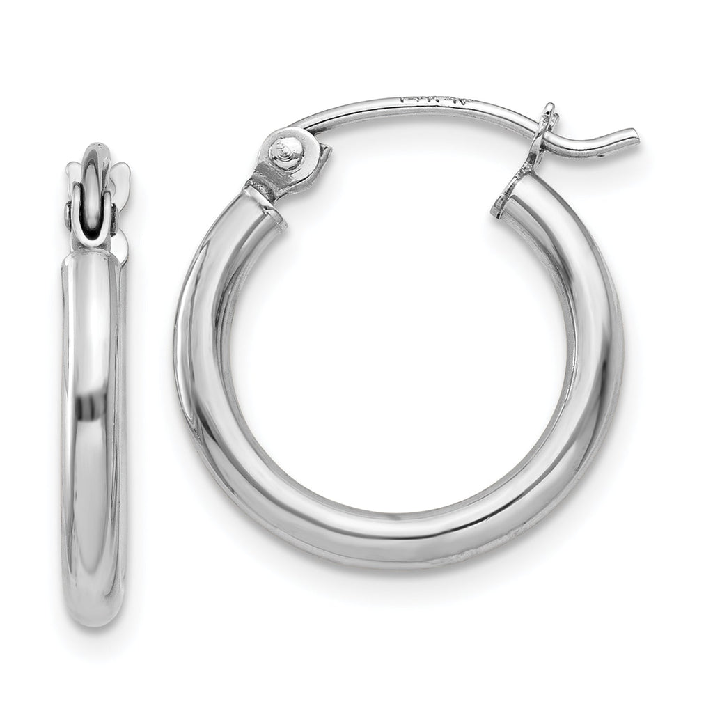 14K White Gold Polished Hoop Earrings