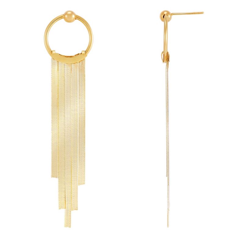 14K yellow gold dangle earrings, no stones.