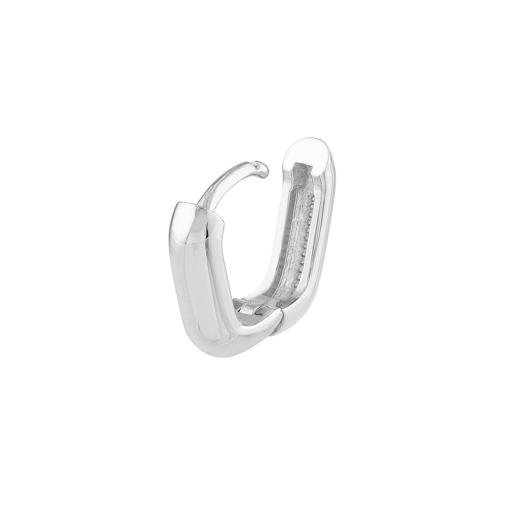 14K White Gold Huggie Earring, Hinged Closure