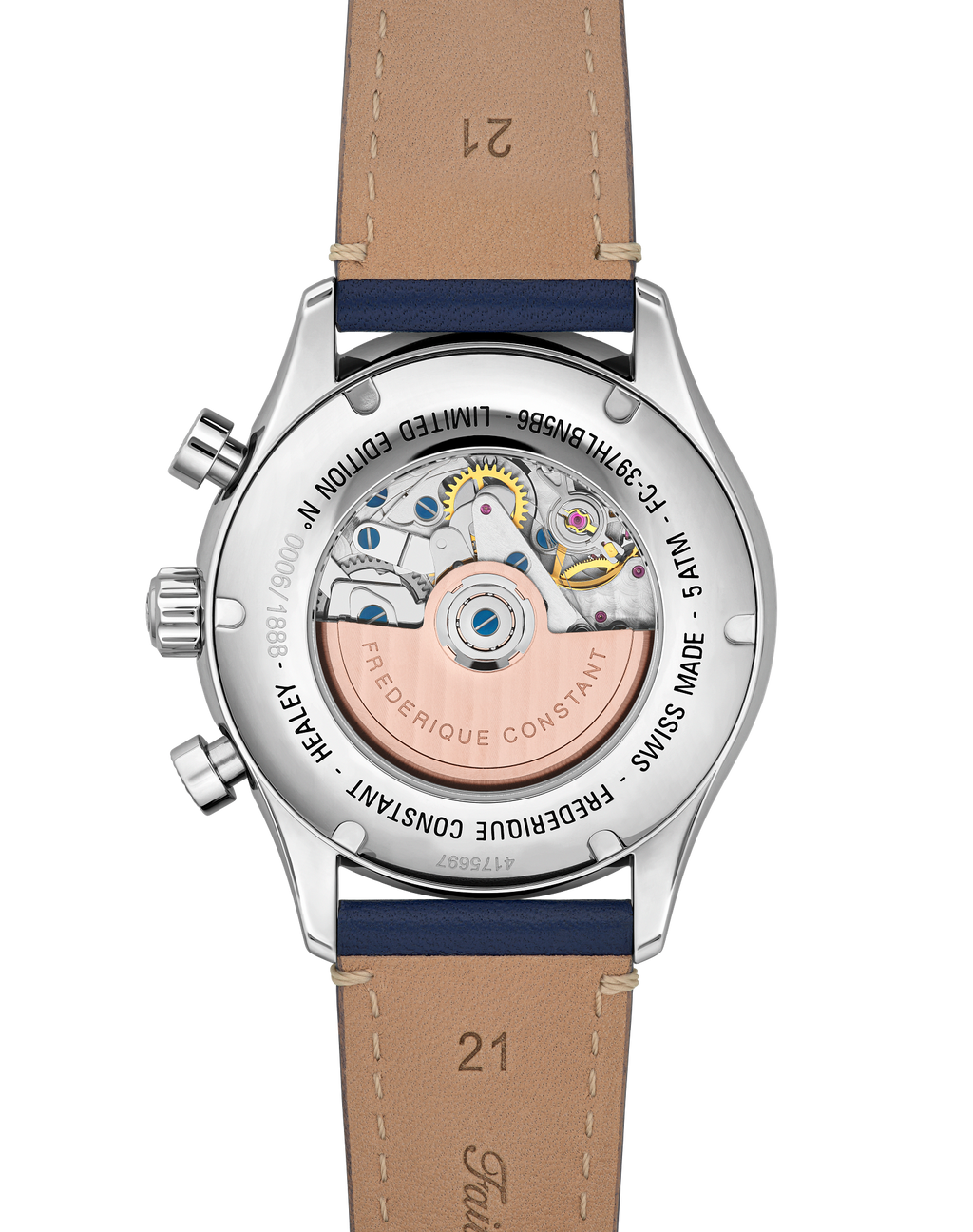Automatic movement, stainless steel case back.